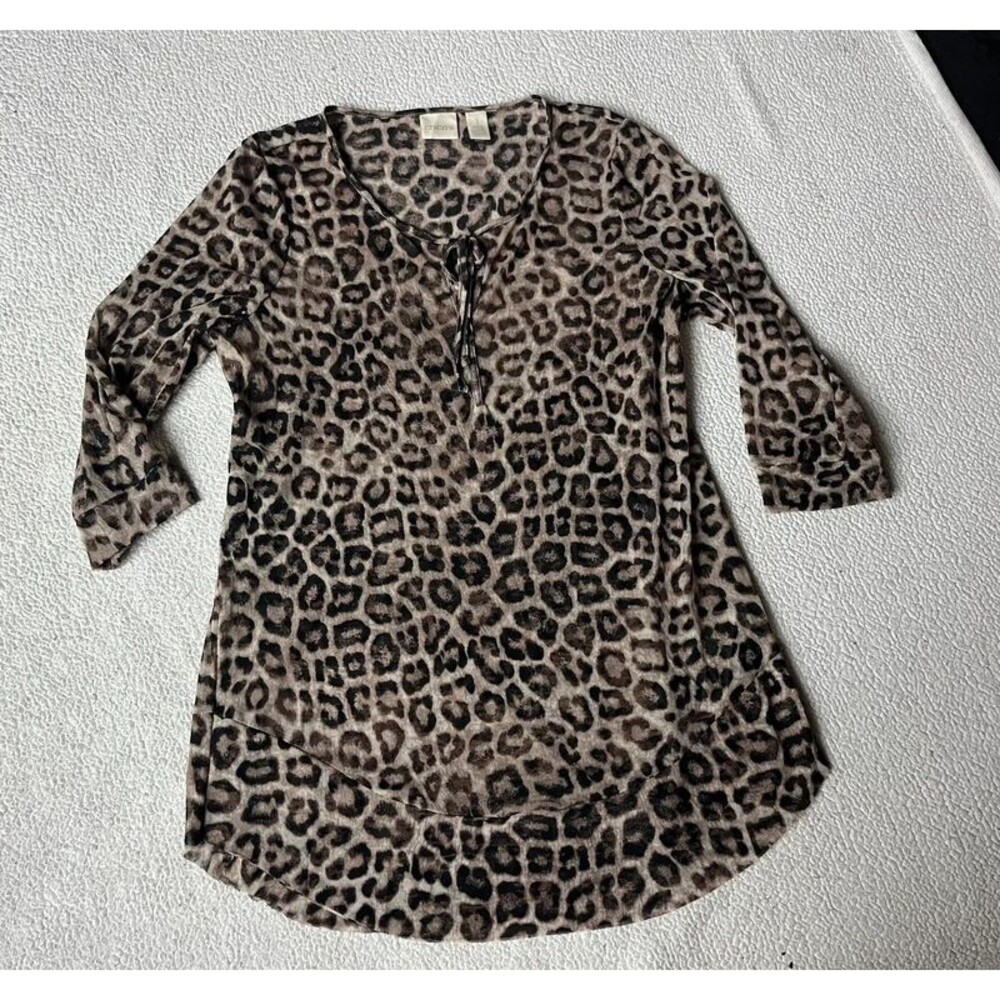Y2K Chicos Sheer Cheetah Print Tunic Top Womens 0 / L